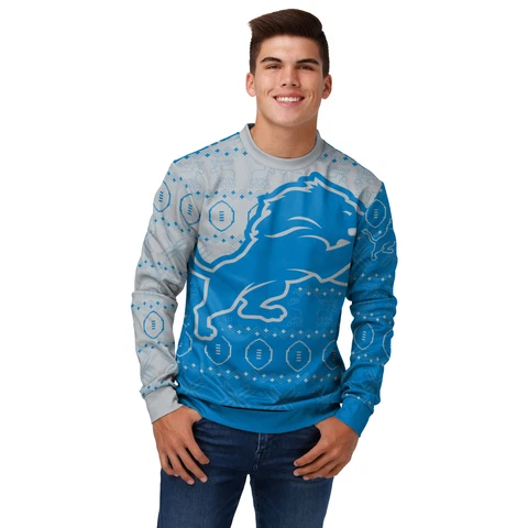 FOCO Men's NFL Detroit Lions Ugly Printed Sweater Cover