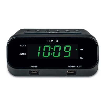Timex Alarm Clock with 2 USB Charging Ports - Image 1 of 4