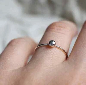 Tiny Silver Ball Ring, Silver Ring, Minimalist Ring, 925 sterling Silver Ring. - Picture 1 of 7