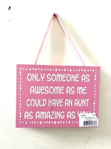 Amazing Aunt Rectangle Wall Sign 6x4.5” Wood Rope Cord - Picture 1 of 2