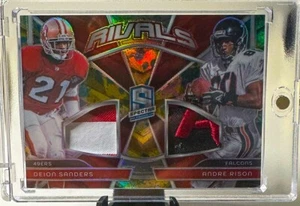 Deion Sanders & Andre Rison 2024 Panini Prizm #RVL-DSAR Splatter Neon Jersey Riv - Picture 1 of 2