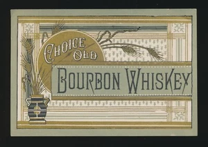 Victorian Era Choice Old Bourbon Whiskey Art Nouveau Liquor Label Unused - Picture 1 of 2
