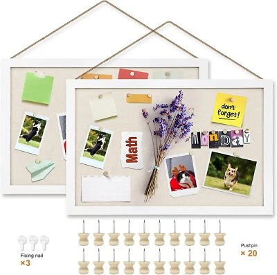 2-Pack Cork Board 16x11 inch with Linen Wall Bulletin Board Decor Hanging Pin - Image 1 of 4