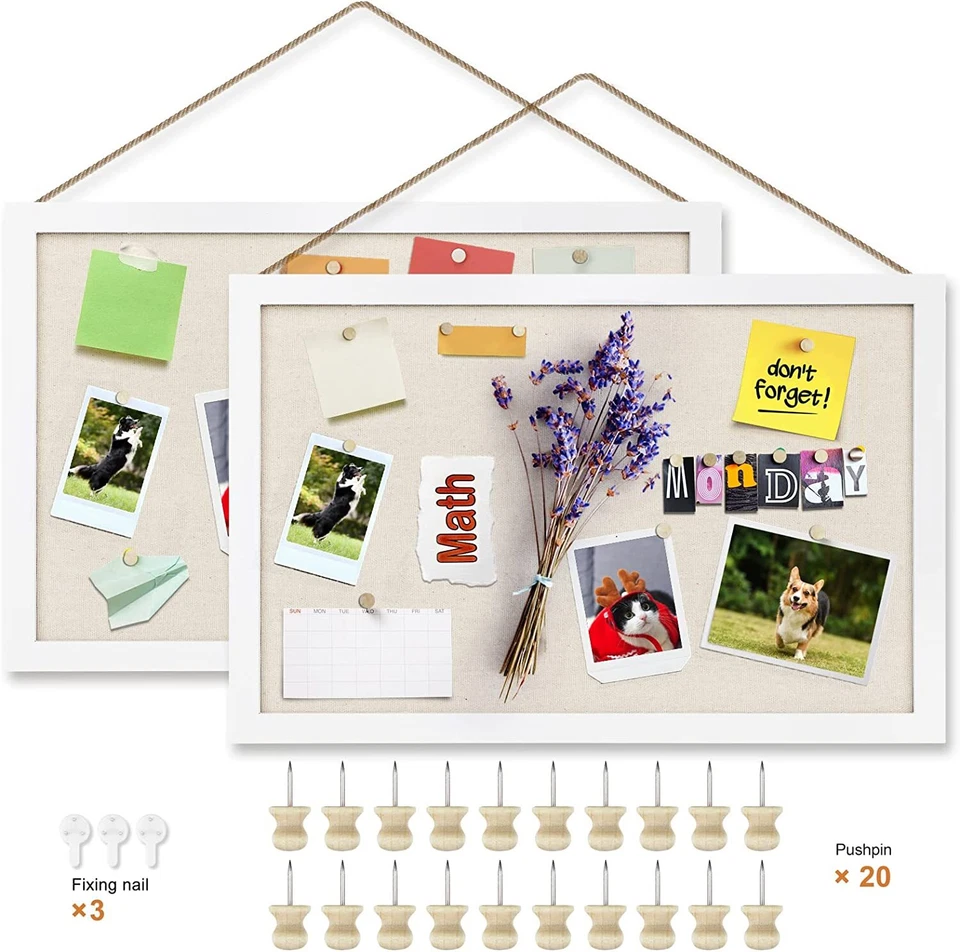 2-Pack Cork Board 16x11 inch with Linen Wall Bulletin Board Decor Hanging Pin - Image 1 of 4