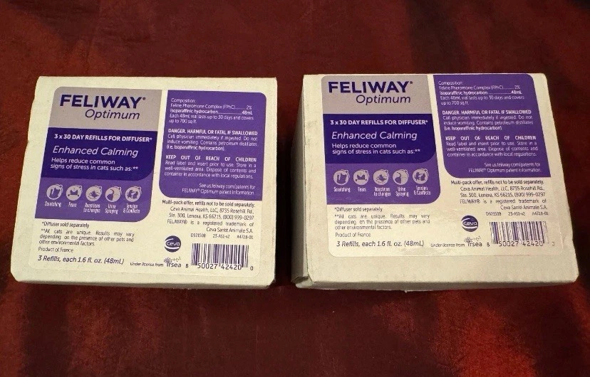 *Read* 2x FELIWAY Optimum, Enhanced Calming 30-day Refill – 3 Pack (6 bottles) - Image 1 of 2