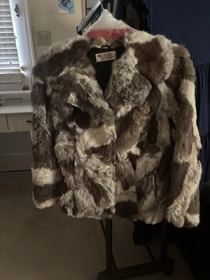 VTG Ladies Genuine Fur Patchwork Design Rabbit Fur Jacket Medium - Image 1 of 4