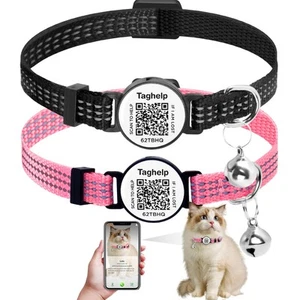 2-Pack Reflective-Breakaway Cat Collars with Bells with QR Code Name Tag, Cat... - Picture 1 of 6