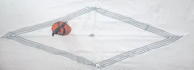 Authentic Hermes Silk Mousseline Chiffon Losange Scarf Liste au Fil White Grey - Image 1 of 4