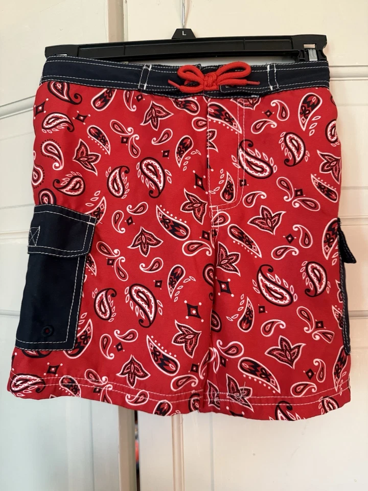 Kitestrings Paisley Bandana Print Swim Trunks Boys Size S - Image 1 of 4