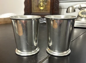 Set of 2 Sheffield England Pewter Mint Julep Cups 4” Vintage Drinking Tumblers - Picture 1 of 3