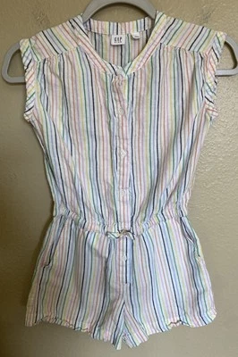 Pantalones Cortos Para Niñas GAP Talla M 8 Rayas Blanco Pastel Arco Iris Abotonados Primavera Foto 1 de 4