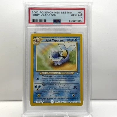 POP 67! 2002 POKEMON NEO DESTINY #52/105 LIGHT VAPOREON PSA 10 - Image 1 of 2