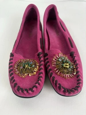 St John’s Bay Fuschia Suede Flat Loafers Womens Size 7.5M - Image 1 of 4