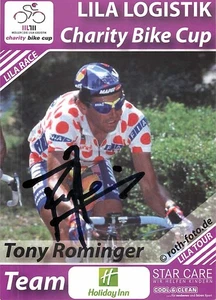 Tarjeta de autógrafo Tony Rominger púrpura logística Charity Bike Cup ciclismo - Imagen 1 de 2