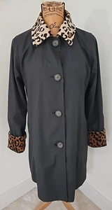 Dennis Basso Water Resistant Animal Print/Black Reversible Coat Jacket XS - Picture 1 of 11