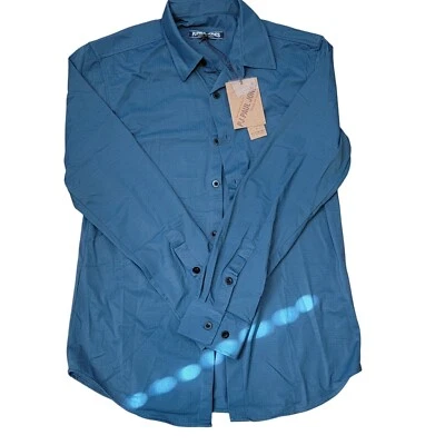 PJ Paul Jones Mens Blue Button-Up Shirt S Long Sleeve Textured Fabric - Image 1 of 3