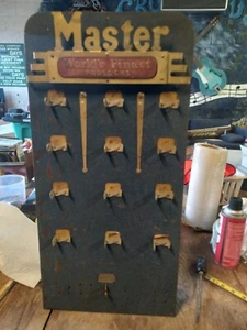 VINTAGE-RARE MASTER LOCK STORE DISPLAY BOARD--AWESOME PATINA--GOOD COLOR - Picture 1 of 6