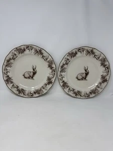 222 Fifth ARABELLA Hase braun & weiß Porzellan SPEISETELLER 2er Set Ostern - Bild 1 von 12