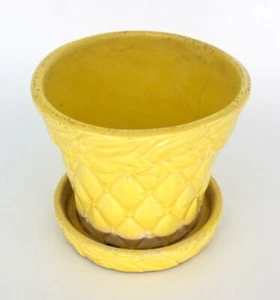MCCOY USA Yellow Quilted Flower Pot Planter 4 1/2" - Picture 1 of 3