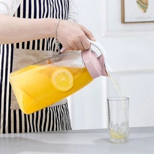 Beverage Pitcher Plastic Water Kettle Bottle Handle Beverage Carafe - Picture 1 of 12