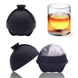 2 Pack Round Ice Ball Makers 2.5 Inch Sphere Ice Cube Molds with Built In Funnel