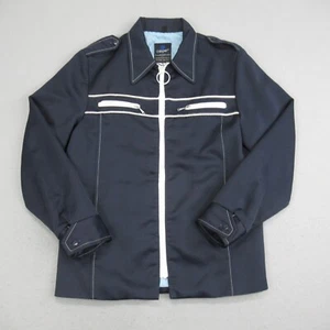 VTG 70s Jacket Mens M Blue Dagger Collar Talon Zipper Disco Copper 5th Ave Sz 38 - Picture 1 of 10