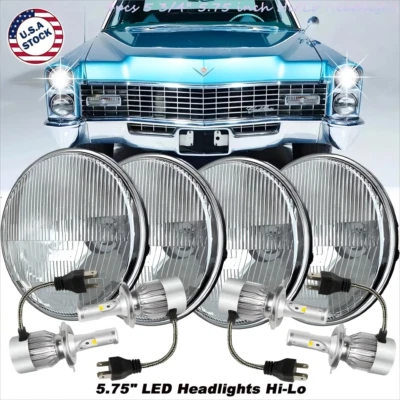 4pcs 5 3/4" 5.75 inch Hi/Lo Headlight For Cadillac DeVille 62-74 Calais 65-74 AH - Image 1 of 4