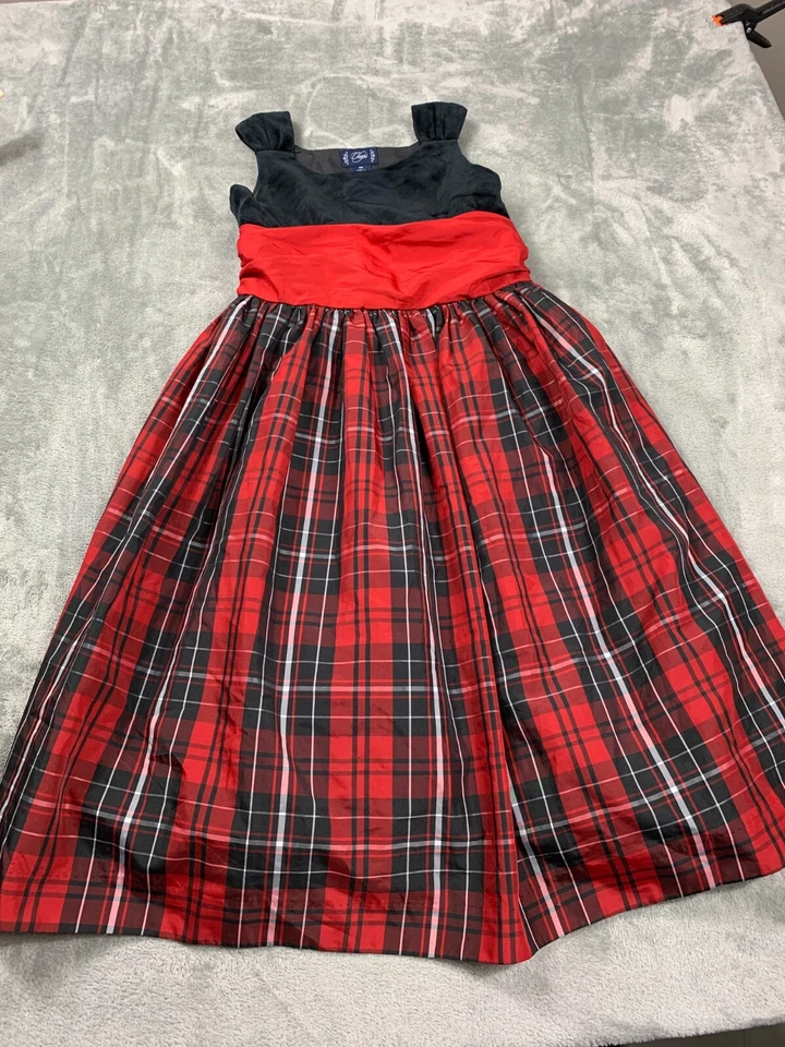 Vestido Chaps Vaina Midi Niña 10 Multicolor Cuadros Cuello Redondo Pullover Sin Mangas Foto 1 de 4