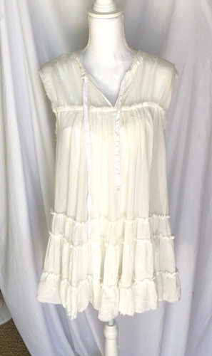 OFF WHITE Abito babydoll a strati in chiffon L'Agence con slip taglia 6