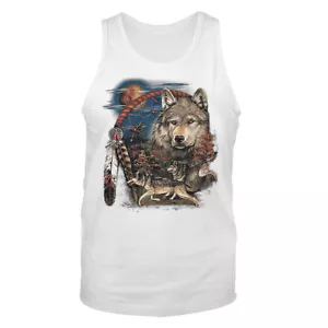 Canotta Tribesman Wolf Dreamcatcher fauna selvatica piuma animale grafica - Foto 1 di 8