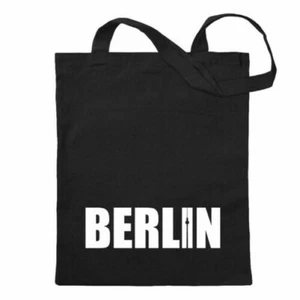 Berlin Inscription Sac en Coton Toile Sac à Bandoulière Long Anse - Picture 1 of 15