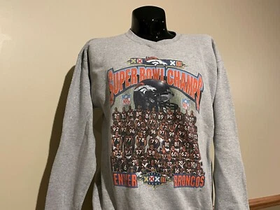Moletom DENVER BRONCOS vintage 1998 SUPER BOWL CHAMPS NFL Starter GG fabricado nos EUA - Imagem 1 de 4