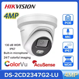 Hikvision 24/7 Full-Color 4MP ColorVu+AcuSense DS-2CD2347G2-LU IP Camera PoE Mic - Picture 1 of 5