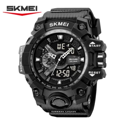SKMEI Men Sport Watch Big Case Military Wristwatch Dual Time Digital LED Watch - Image 1 of 4
