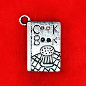 6 x Tibetan Silver Cook Book with Muffin Charm Pendant Beading Jewellery Making - Picture 1 of 1