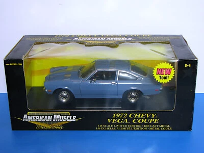 American Muscle ERTL COLECCIONABLES AZUL 1972 CHEVY VEGA CUPÉ 1:18 METAL FUNDIDO A PRESIÓN Foto 1 de 4