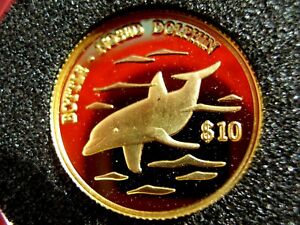 Cookinseln 2000, Die kleinsten Goldmünzen, Delphin,  1.3g Gold, UNC (08012)