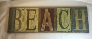 Beach Decor Wall Wood Sign 18” x 6” Gray, Blue, Brown, Burgundy, Nice Peaceful - Picture 1 of 12