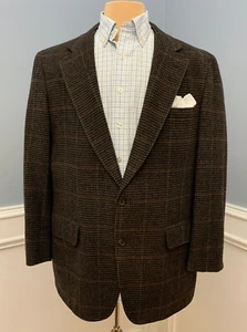 George Muse Wool Tweed Blazer Mens 44R Jacket Windowpane Houndstooth Sportcoat - Picture 1 of 12