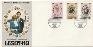 1981 Lesotho FDC cover Royal Wedding Lady Diana and Prince Charles (B version) - Picture 1 of 2