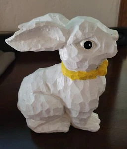 "Estatuilla de conejito de Pascua de granja, conejo blanco rústico texturizado 8 1/2""" - Imagen 1 de 10