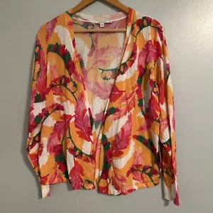 Maglione cardigan Chicos Foliage taglia 3 US XL aperto davanti leggero Lagenlook - Foto 1 di 9
