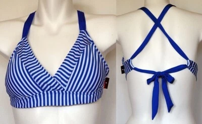 NEW NWT Mossimo Blue/White Striped Nautical Bikini Swimsuit Top XL - Image 1 of 4