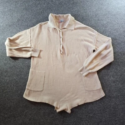 Suéter Free People Mameluco Mujer Talla Pequeña Beige Tostado Tejido Acanalado Playa Mínimo Foto 1 de 4