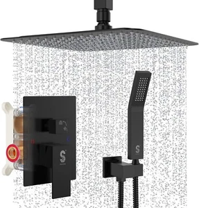 10 Inch Ceiling Mounted Shower System Rain Mixer Shower Combo Set Rainfall - Picture 1 of 13