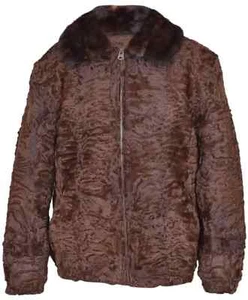 Chaqueta de piel de cordero persa real marrón para hombre cuello de piel de visón real TODAS LAS TALLAS VENTA PREVIA - Imagen 1 de 6