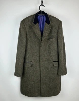 Harris Tweed Simon Carter Men’s Wool Coat Overcoat Herringbone Brown Size Medium - Image 1 of 4