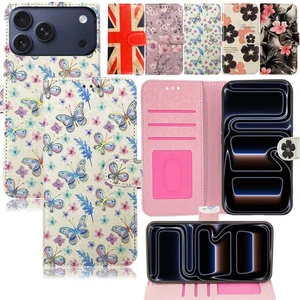 Flip Leder Handyhülle für iPhone 17 16 15 14 13 Pro Max 11 12 SE Wallet Cover - Bild 1 von 8