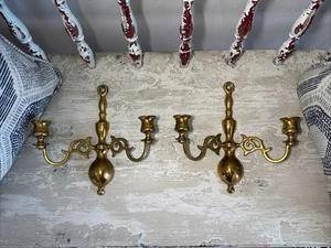 Coppia Applique da Parete in Ottone Made in England Alta Qualità Doppio Braccio - Foto 1 di 8