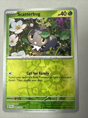 Pokemon TCG * SV Surging Sparks * 005/191 Scatterbug Common * REVERSE HOLO * NM - Image 1 of 4